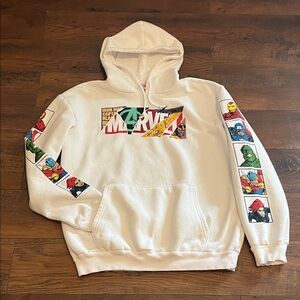 Marvel White Hoodie with Colorful Character Panels Size L